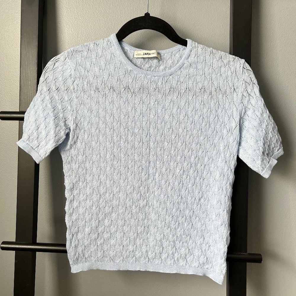 Zara Light Blue Knit Crop Top